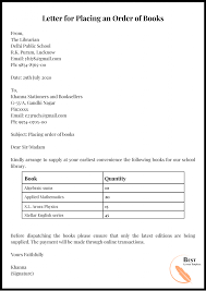 Sample Letter Templates For Placing Order Format Examples