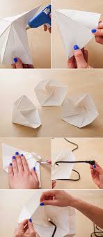 Lampenschirm Selber Machen Origami Falten Heissklebepistole Technik Blauer Nagellack In 2020 Lampenschirm Selber Machen Lampen Selber Machen Lampenschirm Basteln