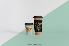 Download Free Psd Mockup Of Two Coffee Cups Of Different Sizes