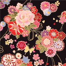 Orange and lemon pattern seamless. Black Asia Flower Bouquet Fabric Butterfly Gold Kokka Fabric Butterfly Japanese Art Japanese Patterns