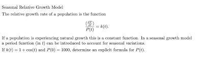 What related rates of growth is just simply an application of l' hopital's rule. Seasonal Relative Growth Model The Relative Growth Chegg Com