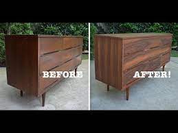 Using a rag, apply in small circular motions. Mid Century Modern Dresser Makeover Strip And Refinish Thrift Diving Youtube