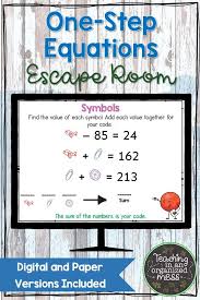 One Step Equation Escape Room One Step Equations Equations First Step