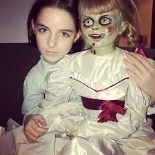 The real annabelle doll is rumored to have escaped the warren museum. Do You Like My Doll Annabelle Doll With Actress Mckenna Grace Annabellecomeshome Mckenna Grace Mckenna Annabelle Doll