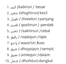 Content available from widiya andriawati: 10 Kata Sifat 10 Kata Benda Dan 10 Kata Kerja Dalam Bahasa Arab Beserta Artinya Brainly Co Id