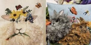 Farm Friends: Needle-Felted Tote or Throw Pillow