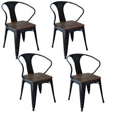 Amerihome Black Metal And Wood Dining Chair Set Of 4 801071 Dining Chairs Metal Dining Chairs Metal Dining Room