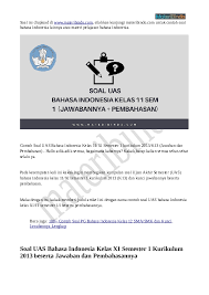 Soal bahasa indonesia kelas 11 semester 1 beserta jawaban. Pdf Soal Uas Bahasa Indonesia Kelas 11 Semester 1 Materi Bindo Academia Edu