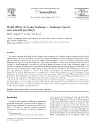 Pdf Health Effects Of Viewing Landscapes Landscape Types In Environmental Psychology Henry Swannack Academia Edu