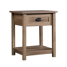 Very narrow accent table for behind sofa, title: County Line Side Table Nightstand With Drawer Open Shelf Salt Oak Target
