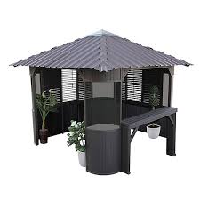 Cedarshed wooden hexagon gazebo kits are an affordable and elegant addition to your property. Canadian Spa Frazer Brown Square Gazebo W 3 37m D 3 37m Diy At B Q