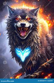 Agressive Wolf Creature, Demon Wolf with Bared Teeth Stock Illustration -  Illustration of black, fantasy: 282620019