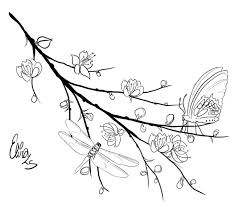Cherry tree clipart black and white pencil and in color cherry. Outline Cherry Blossom Tree Drawing Black And White Novocom Top