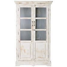 Distressed Mango Wood Display Case In White W 105cm Avignon Maisons Du Monde In 2020 Wood Display White Patina Off White Cabinets