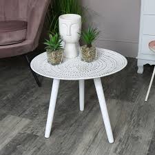 New listing15 inches round marble side table top white patio coffee table with ancient art. Round White Side Table