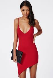 Missguided Asymmetric Jersey Dress Red Red Bodycon Dress Bodycon Dress Dresses