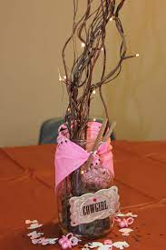 Centerpieces For Cowgirl Baby Shower Love The Pink Handkerchief And The Branches My Absolute Favorite Cowgirl Baby Showers Bandana Baby Shower Cowgirl Baby