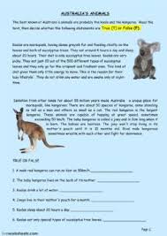 Australia S Animals Language English Grade Level Grade6 School Subject E Reading Comprehension Reading Comprehension Activities English As A Second Language
