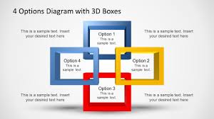4 Options Diagram Template For Powerpoint With 3d Boxes