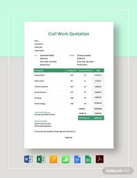 Instantly Download Civil Work Quotation Template Sample Example In Pdf Microsoft Word Doc Microsoft Excel Xls In 2020 Work Quotes Quotations Quotation Format