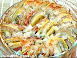 Link to indexed and formatted recipe here: Summer Vegetable Tian Cookies Cakes Pies Oh My