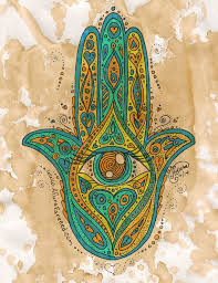 Boho Chic Hamsa Hand Illustration Print Hamsa Art Bohemian Art Hamsa