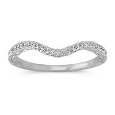 Filigree Diamond Contour Wedding Band Contour Wedding Band Diamond Engagement Rings Vintage Diamond Wedding Bands