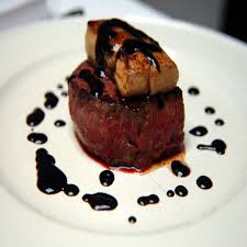 Filet Mignon With Seared Foie Gras And Blueberry Sauce Chloe Polemis Blueberry Sauce Filet Mignon Filet Mignon Sauce