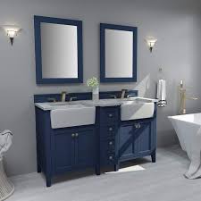 Once the plumbing is installed the baskets don't fit in the middle. Adeline Heritage Blue 60 W White Marble Double Sink Vanity 68v02 Lamps Plus