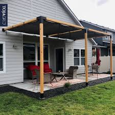 Double Wall Mount Pergola Kit With 2 Shade Sails For 4x4 Wood Posts In 2020 Wall Mounted Pergola Shade Sail Pergola Kits