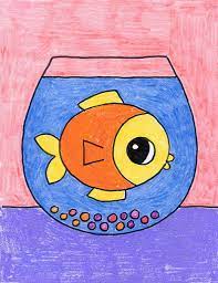 Drawing of a fish bowl. How To Draw A Fish Bowl Art Projects For Kids