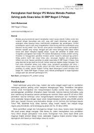 Maybe you would like to learn more about one of these? Pdf Peningkatan Hasil Belajar Ips Melalui Metode Problem Solving Pada Siswa Kelas Ix Smp Negeri 3 Palopo