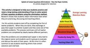 System Of Linear Equations Elimination Method Pass The Paper Activity Cooperative Learning Activities Cooperative Learning Activities
