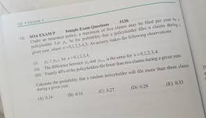 132 Chapter 3 126 Sample Exam Questions Soa Exa Chegg Com