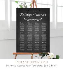 Wedding Seating Chart Template Editable Diy Rustic Vine