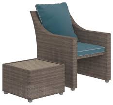 Some patio seating sets come complete with ottomans, while others require an additional purchase to add an ottoman. Cosco Outdoor Living Oak Bluffs 2 Piece Patio Set Lounge Chair Ottoman Table Tropical Outdoor Lounge Sets By Dorel Home Furnishings Inc