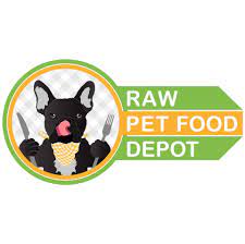 It features a light blue bag with a white circle with a blue outer edge and the word 'food!' on the front. Raw Pet Food Depot Home Facebook