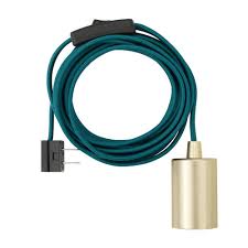 Novogratz X Globe Electric Emile 1 Light Teal And Brass Plug In Exposed Socket Pendant 69997 The Home Depot Plug In Pendant Light Globe Electric Contemporary Pendant Lights