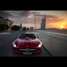 Sunset In Dubai Mercedes Benz Sls Amg Voiture Fille