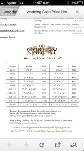 Wedding Cake Price List Cake Pricing Cake Servings Cake