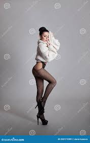 Nude Woman in Pantyhose with Long Legs Posing on a White Background.  Perfect Naked Body Figure, Firm Buttocks Stock Image - Image of attractive,  body: 220171099