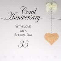 Traditionally, the 35th wedding anniversary is associated with gifts made of coral, although this is not always popular now because of the endangered nature coral alternatives for the 35th anniversary. 35th Wedding Anniversary Coral