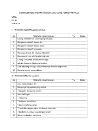 Hubungan tingkah laku dengan sikap pelajar remaja. Borang Soal Selidik Tingkah Laku Edited 1