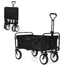 Chariot remorque de transport jardin côtés amovibles sur 4 roues charrette avec panier metallique. Costway Chariot De Jardin Pliable Chariot De Transport Pliable Avec 4 Roues Lisse 2 Avec Freins Exterieur En Acier Noir Achat Vente Brouette Chariot De Jardin Cdiscount
