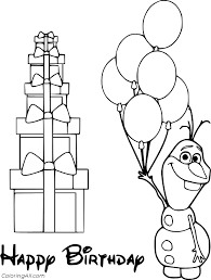 This snowman actually an inanimate character imagined by elsa and anna from their childhood. Olaf Wishes Happy Birthday Coloring Page Coloringall