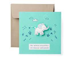 Bring on the dirty nappies and sleepless nights! Elephant Baby Boy Congratulations Card American Greetings