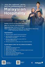 Be advised that the some job events require female only applicants and some are looking for both male and female. Malaysia Airlines Part Time Cabin Crew Walk In Interview Kuala Lumpur December 2019 Better Aviation