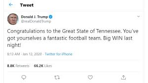 President donald trump's verified twitter account has been permanently suspended following wednesday's violent riot at the u.s. President Trump Tweets Congratulations To Tennessee Titans Wjhl Tri Cities News Weather