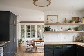Kitchen Renovation With Dark Cabinets And Open Shelving Bigger Than The Three Of Us Home Kitchens Open Kitchen Shelves Kitchen Design