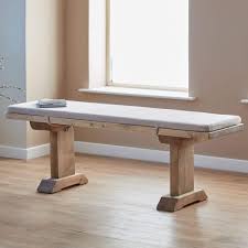 How to choose wood for dining bench seat. Alina Reclaimed Wood Dining Table Bench With Grey Fabric Bench Topper